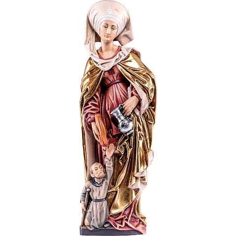 Statua di Santa Elisabetta con rose in Legno Colorato Dipinto a Mano, Altezza 90 Cm Circa - Demetz Deur