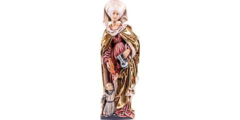 Statua di Santa Elisabetta con mendicante in Legno Colorato Dipinto a Mano, Altezza 60 Cm Circa - Demetz Deur