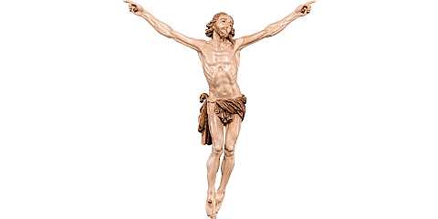 Statua Corpo di Gesù, Cristo della Passione Scolpito da Appendere a Crocifisso, Legno 3 Toni di Marrone, Altezza: 21 Cm Circa - Demetz Deur