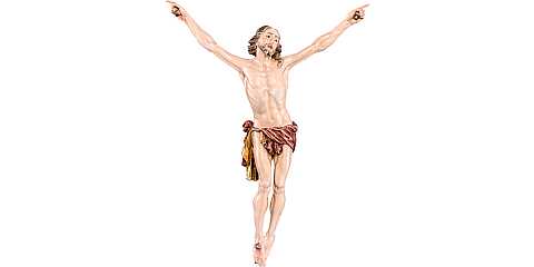 Statua Corpo di Gesù, Cristo della Passione Scolpito da Appendere a Crocifisso, Legno Dipinto a Mano, Altezza: 11 Cm Circa - Demetz Deur