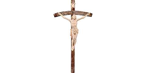 Crocifisso con Cristo della Passione e Croce, Legno Naturale, Altezza Corpo Gesù: 21 Cm - Demetz Deur
