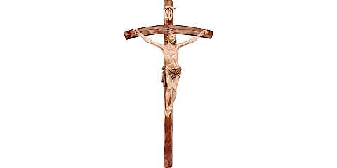 Crocifisso con Cristo della Passione e Croce, Legno 3 Toni di Marrone, Altezza Corpo Gesù: 42 Cm - Demetz Deur
