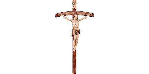 Crocifisso con Cristo della Passione e Croce, Legno 3 Toni di Marrone, Altezza Corpo Gesù: 42 Cm - Demetz Deur