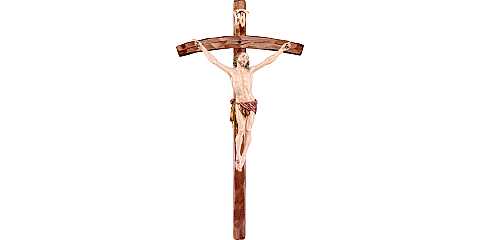 Crocifisso con Cristo della Passione e Croce, Legno Dipinto a Mano, Altezza Corpo Gesù: 21 Cm - Demetz Deur