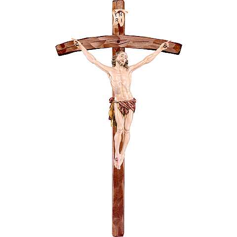 Crocifisso con Cristo della Passione e Croce, Legno Dipinto a Mano, Altezza Corpo Gesù: 42 Cm - Demetz Deur