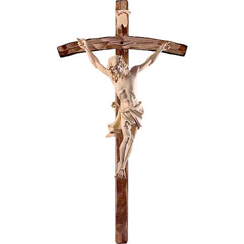 Crocifisso con Cristo delle Alpi in legno di tiglio naturale, con croce pastorale, 29 x 55 cm, altezza Gesù: 25 cm - Demetz Deur