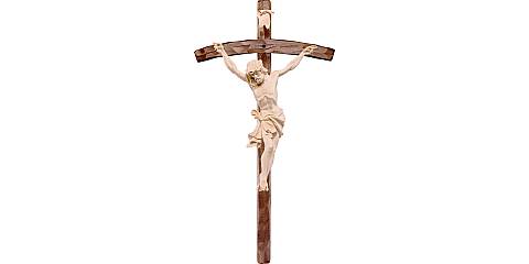 Crocifisso con Cristo delle Alpi in legno naturale e croce pastorale, 83 x 170 cm, altezza Gesù: 80 cm - Demetz Deur