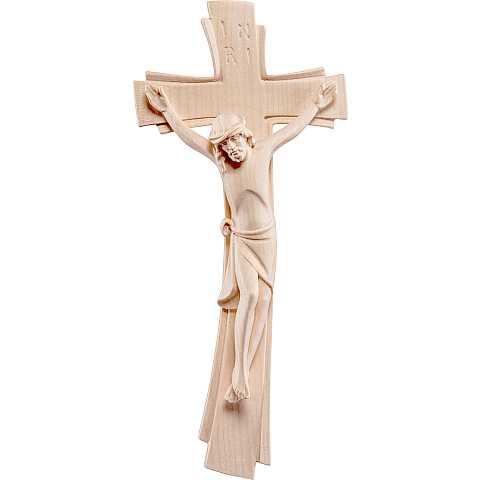 Crocifisso Sinai bianco - Demetz - Deur - Statua in legno dipinta a mano. Altezza pari a 12 cm.