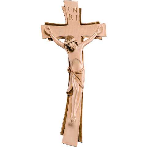 Crocifisso Sinai bianco - Demetz - Deur - Statua in legno dipinta a mano. Altezza pari a 15 cm.
