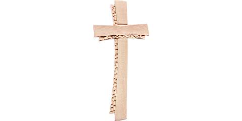 Crocifisso Stilizzato Contemporaneo, Croce Moderna di Design a Doppio Profilo, Legno Naturale, Altezza: 19 Cm - Demetz Deur