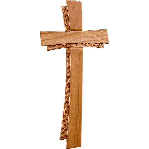 Crocifisso Croce Deco ciliegio - Demetz - Deur - Croce in legno dipinta a mano. Altezza pari a 19 cm.