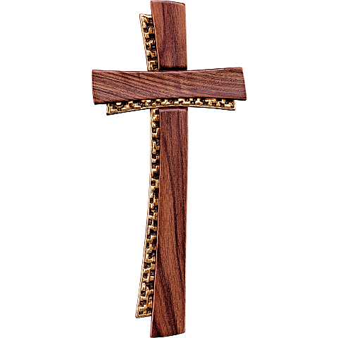 Crocifisso Croce Deco noce - Demetz - Deur - Croce in legno dipinta a mano. Altezza pari a 19 cm.