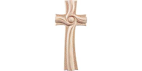 Croce della Luce, Crocifisso Contemporaneo Stile Moderno da Muro, Legno Naturale, Altezza: 17 Cm - Demetz Deur