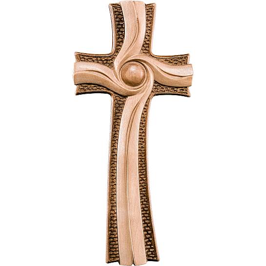 Croce della Luce, Crocifisso Contemporaneo Stile Moderno da Muro, Legno 3 Toni di Marrone, Altezza: 26 Cm - Demetz Deur