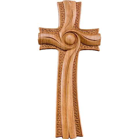 Croce della Luce, Crocifisso Contemporaneo Stile Moderno da Muro, Legno Naturale, Altezza: 17 Cm - Demetz Deur