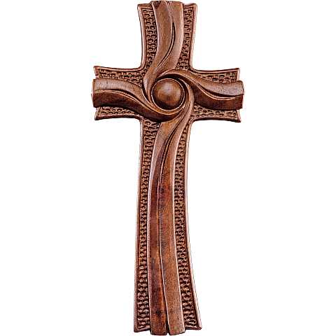 Croce della Luce, Crocifisso Contemporaneo Stile Moderno da Muro, Legno di Noce al Naturale, Altezza: 17 Cm - Demetz Deur