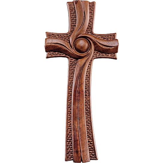 Croce della Luce, Crocifisso Contemporaneo Stile Moderno da Muro, Legno di Noce al Naturale, Altezza: 35 Cm - Demetz Deur