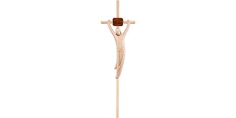 Crocifisso Cristo della Gioventù, Crocifisso Stilizzato Design Moderno, Legno Naturale, Altezza Corpo: 20 Cm - Demetz Deur
