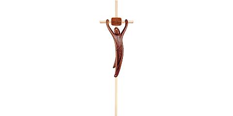 Crocifisso Cristo della Gioventù, Crocifisso Stilizzato Design Moderno, Legno di Noce Naturale, Altezza Corpo: 20 Cm - Demetz Deur