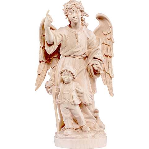 Statuetta Angelo Custode con Bambino Stile Barocco, Legno Naturale, Linea 20 Cm - Demetz Deur