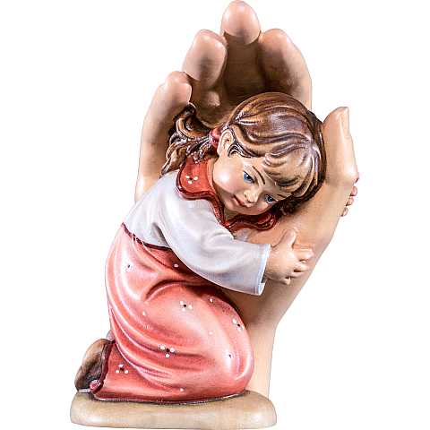 Statuetta della Mano Protettrice con Bambina, da Appoggio, Legno Dipinto a Mano, Lunghezza 5 Cm - Demetz Deur