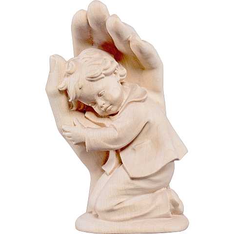 Statuetta della Mano Protettrice con Bambino, da Appoggio, Legno Naturale, Lunghezza  9 Cm - Demetz Deur