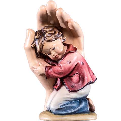 Statuetta della Mano Protettrice con Bambino, da Appoggio, Legno Dipinto a Mano, Lunghezza  5 Cm - Demetz Deur