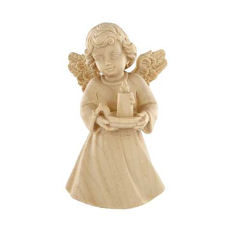 Statuina dell'angioletto con candela, linea da 10 cm, in legno naturale, collezione Angeli Sissi - Demetz Deur