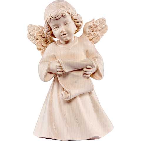 Statua dell'angioletto che canta, linea da 28 cm, in legno naturale, collezione Angeli Sissi - Demetz Deur