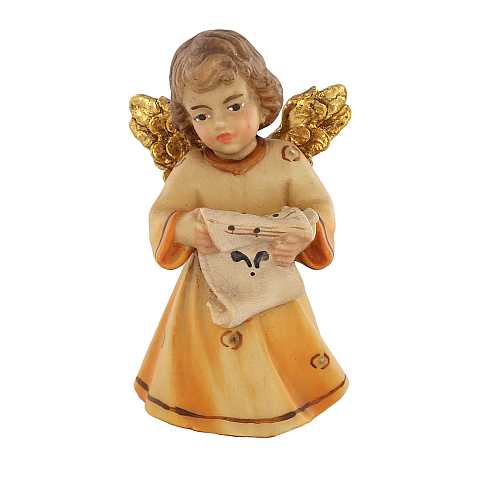 Statuina dell'angioletto che canta, linea da 7 cm, in legno dipinto a mano, collezione Angeli Sissi - Demetz Deur