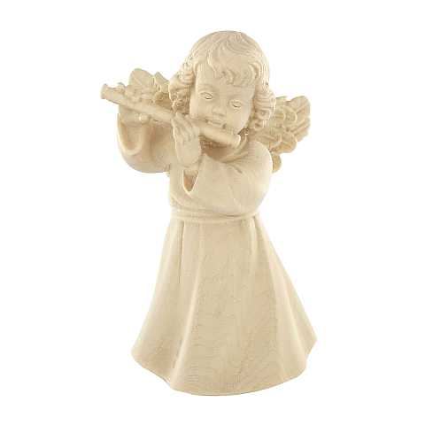 Statuina dell'angioletto con flauto traverso, linea da 10 cm, in legno naturale, collezione Angeli Sissi - Demetz Deur