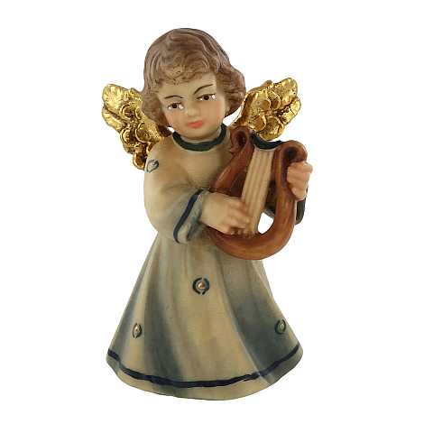 Statuina dell'angioletto con lira, linea da 7 cm, in legno dipinto a mano, collezione Angeli Sissi - Demetz Deur