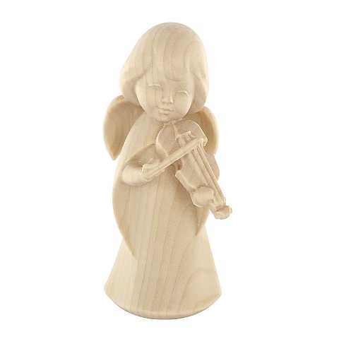 Statuina dell'angioletto con violino, linea da 11 cm, in legno naturale, collezione Angeli Sognatori - Demetz Deur
