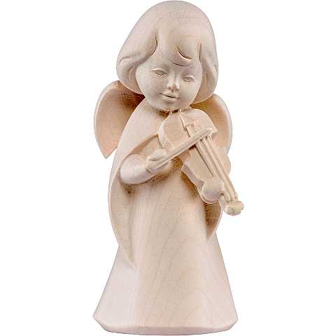 Angelo sognatore con violino - Demetz - Deur - Statua in legno dipinta a mano. Altezza pari a 9 cm.
