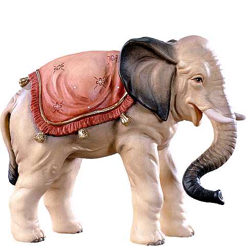 Elefante Stile Barocco ''D.K.'', Deur Krippe, Legno Colorato Dipinto a Mano, Linea da 14 Cm - Demetz Deur