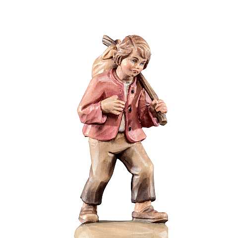 Fanciullo, Statuina per Presepe Stile ''Tannenkrippe'', Legno di Cirmolo Dipinto a Mano, Linea da 15 Cm - Demetz Deur