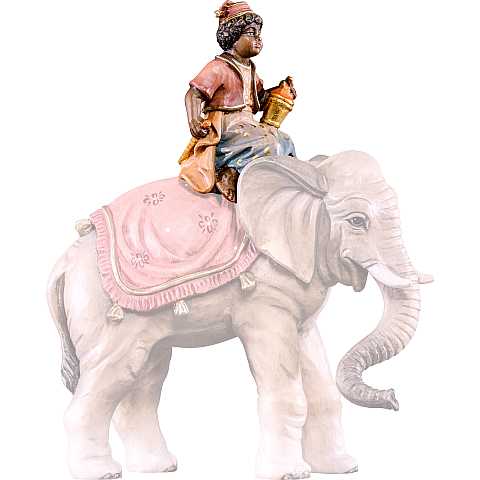Conducente d'elefante, Statuina per Presepe Stile ''Tannenkrippe'', Legno di Cirmolo Dipinto a Mano, Linea da 15 Cm - Demetz Deur