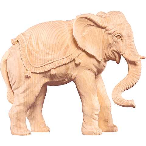 Elefante, Statuina per Presepe Stile ''Tannenkrippe'', Legno di Cirmolo Naturale, Linea da 15 Cm - Demetz Deur