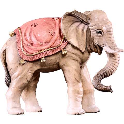 Elefante, Statuina per Presepe Stile ''Tannenkrippe'', Legno di Cirmolo Dipinto a Mano, Linea da 15 Cm - Demetz Deur