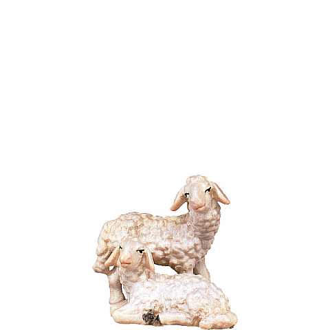 Gruppo agnelli, Statuina per Presepe Tradizionale Tirolese ''Heimatkrippe'', Legno Colorato Dipinto a Mano, Linea da 18 Cm - Demetz Deur