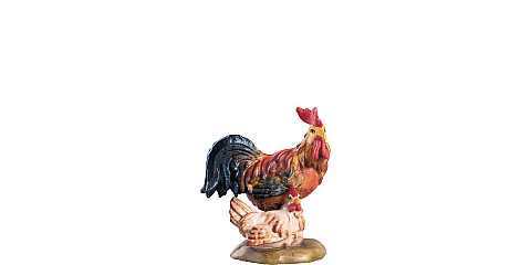 Gruppo gallo con gallina, Statuina per Presepe Tradizionale Tirolese ''Heimatkrippe'', Legno Colorato Dipinto a Mano, Linea da 15 Cm - Demetz Deur