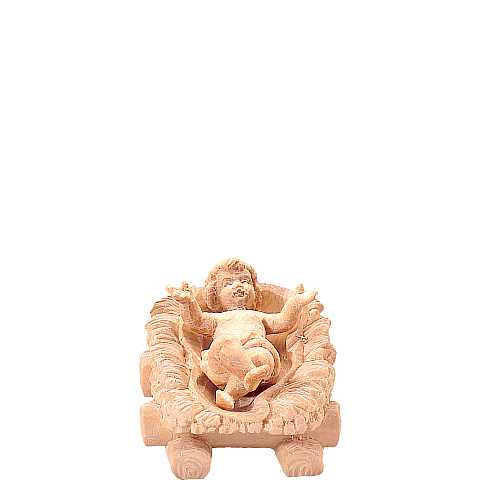 Gesù bambino con culla per Presepe ''Rives Krippe'', Statuina in Legno Naturale, Adatta a Presepe Linea 15 Cm - Demetz Deur