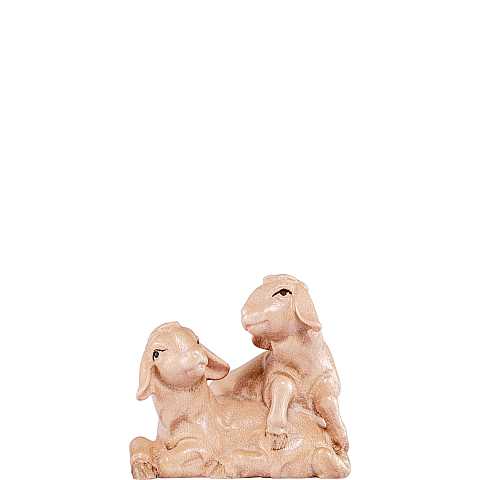Gruppo agnelli - Statuina artigianale in legno stile Artis, Demetz Deur, adatta a presepe da 12 cm.