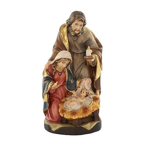 Statuina Natività: Gesù, Giuseppe e Maria, linea da 12 cm, in legno dipinto con colori a olio, serie Avvento - Demetz Deur