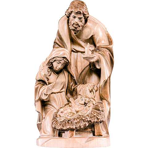 Statua Natività per Presepe Stile Avvento, Statuina Sacra Famiglia, Legno di Tiglio in 3 Toni di Marrone, Linea 32 Cm - Demetz Deur