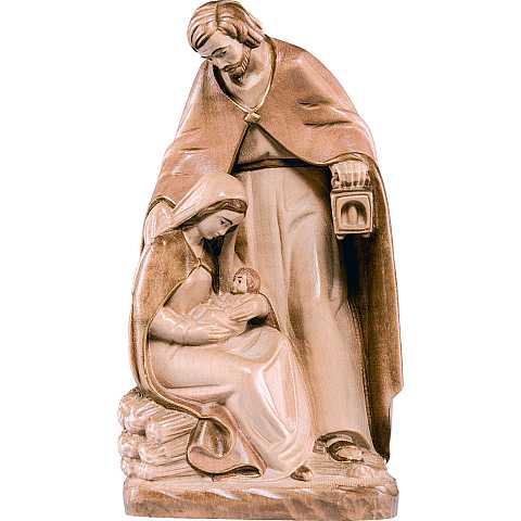 Gruppo natività Betlemme tiglio - Demetz - Deur - Statua in legno dipinta a mano. Altezza pari a 27 cm.