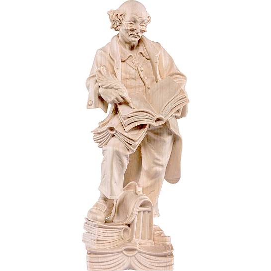 Statuina Filosofo, Statua Pensatore con Libri, Legno Naturale, Linea  20 Cm - Demetz Deur