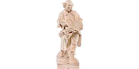 Statuina Filosofo, Statua Pensatore con Libri, Legno Naturale, Linea  25 Cm - Demetz Deur