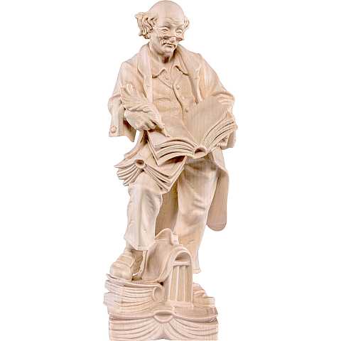 Statuina Filosofo, Statua Pensatore con Libri, Legno Naturale, Linea  50 Cm - Demetz Deur