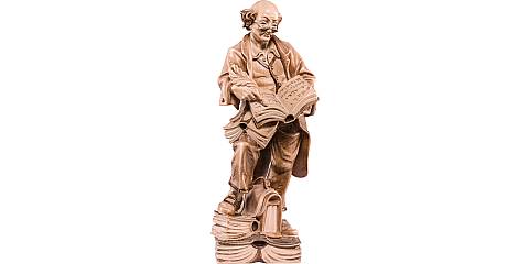 Statuina Filosofo, Statua Pensatore con Libri, Legno in 3 Toni di Marrone, Linea  25 Cm - Demetz Deur